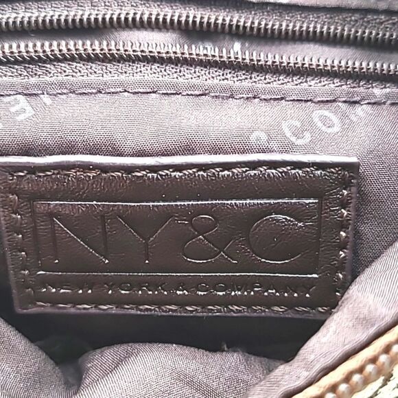 New York & Company Tan & Brown Canvas Handbag with Embossed Patent Trim - Picture 10 of 10